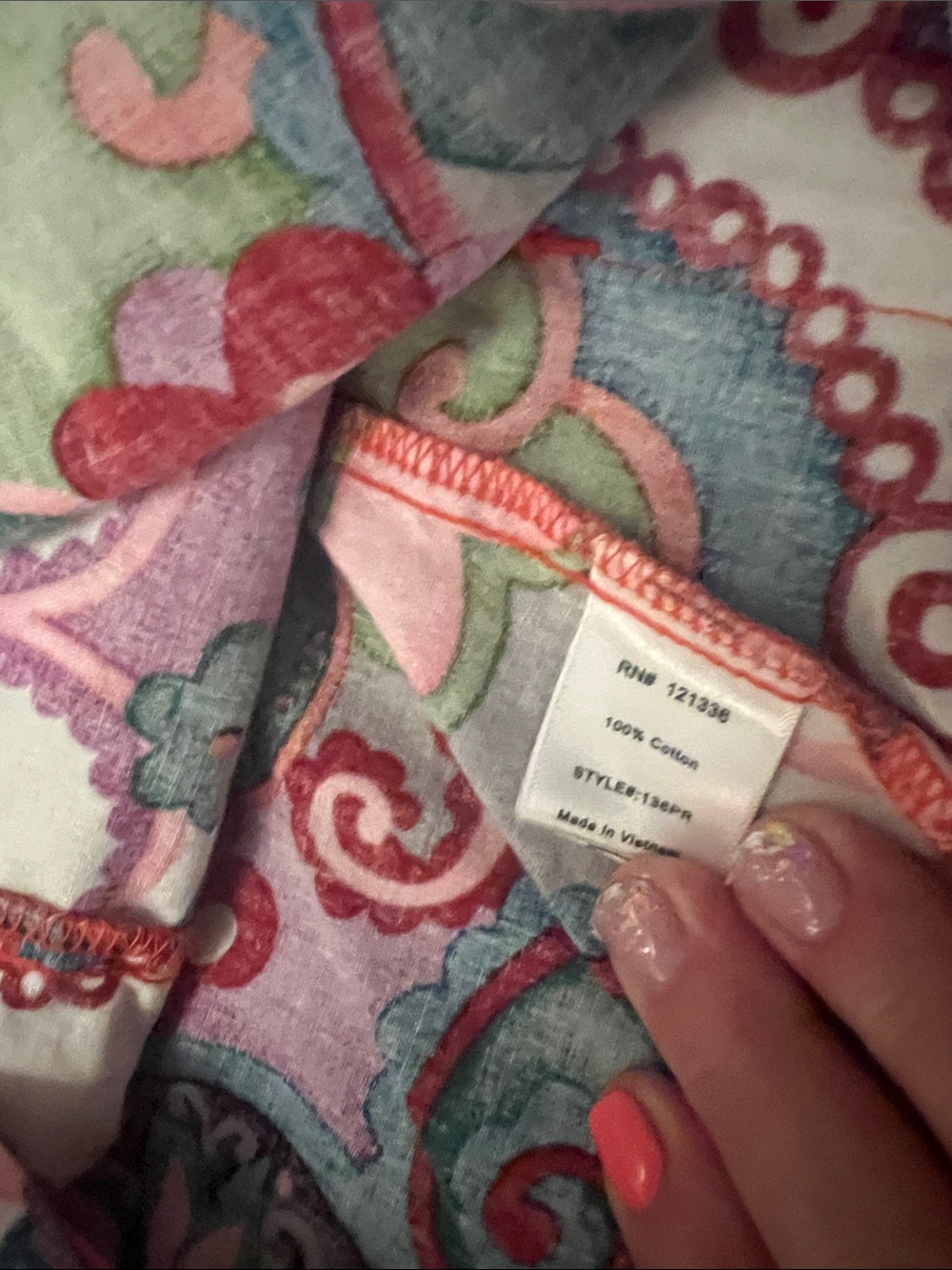 Women’s Orange/Red Multicolor Paisley Scrub Top - Picture 6 of 6